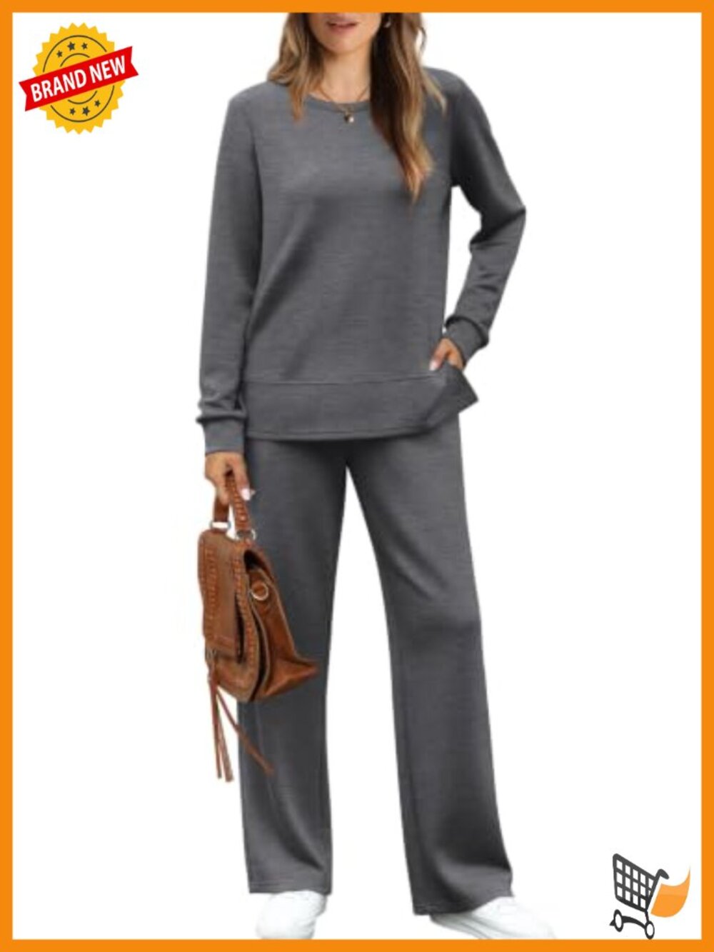 Women's 2 Piece Lounge Set Sweatshirt Wide Leg Tracksuit Cozy Sweatsuit